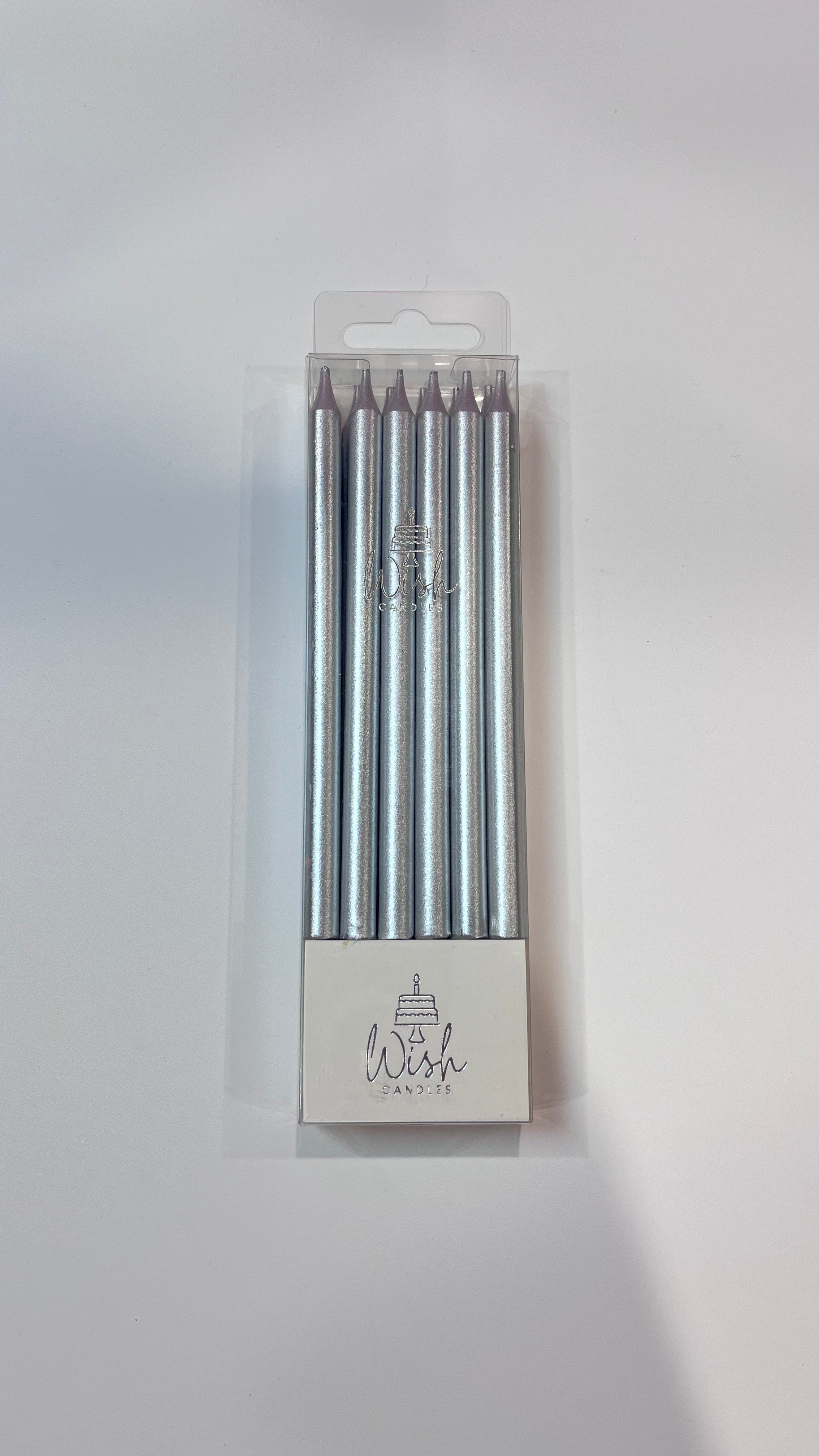 Silver Tall Candles 12pk